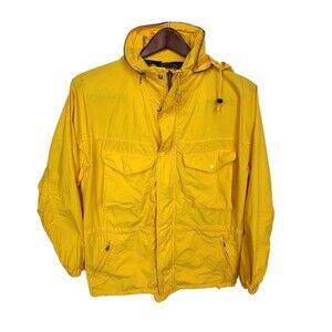 Vintage Polo Ralph Lauren Jacket Men's Large Yellow Full Zip Hooded Windbreaker